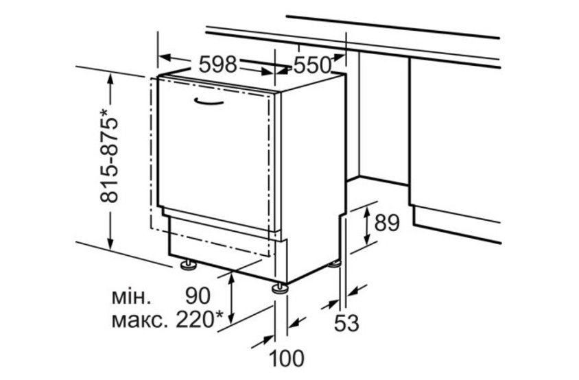 Посудомойка встраиваемая 45 размеры для встраивания схема